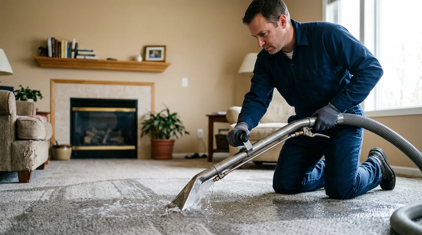 Water damage restoration technician working near Huntington Beach, CA